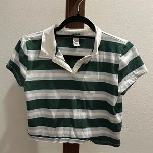 Green, white and light blue girls  polo shirt